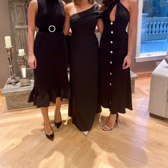 Beautiful satin black midi with crystal buttons. - Picture 6 of 6